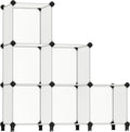 SONGMICS 6 Cube Storage Organizer, DIY Closet Shelf, Plastic Clothes Organizer, Modular Bookcase, 11.8 x 11.8 x 11.8 Inch Cubes, with Feet and Rubber Mallet, White ULPC06W