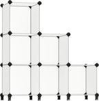 SONGMICS 6 Cube Storage Organizer, DIY Closet Shelf, Plastic Clothes Organizer, Modular Bookcase, 11.8 x 11.8 x 11.8 Inch Cubes, with Feet and Rubber Mallet, White ULPC06W
