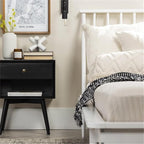 Walker Edison Ella Mid Century Modern 1 Drawer Solid Wood Nightstand, 1 Pack, Black