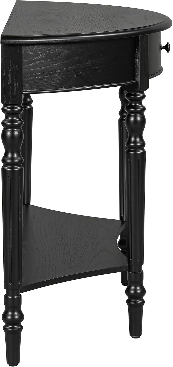 LUMISOL Half Moon Entryway Table with Drawer & Shelf, Black | Rustic Cons...