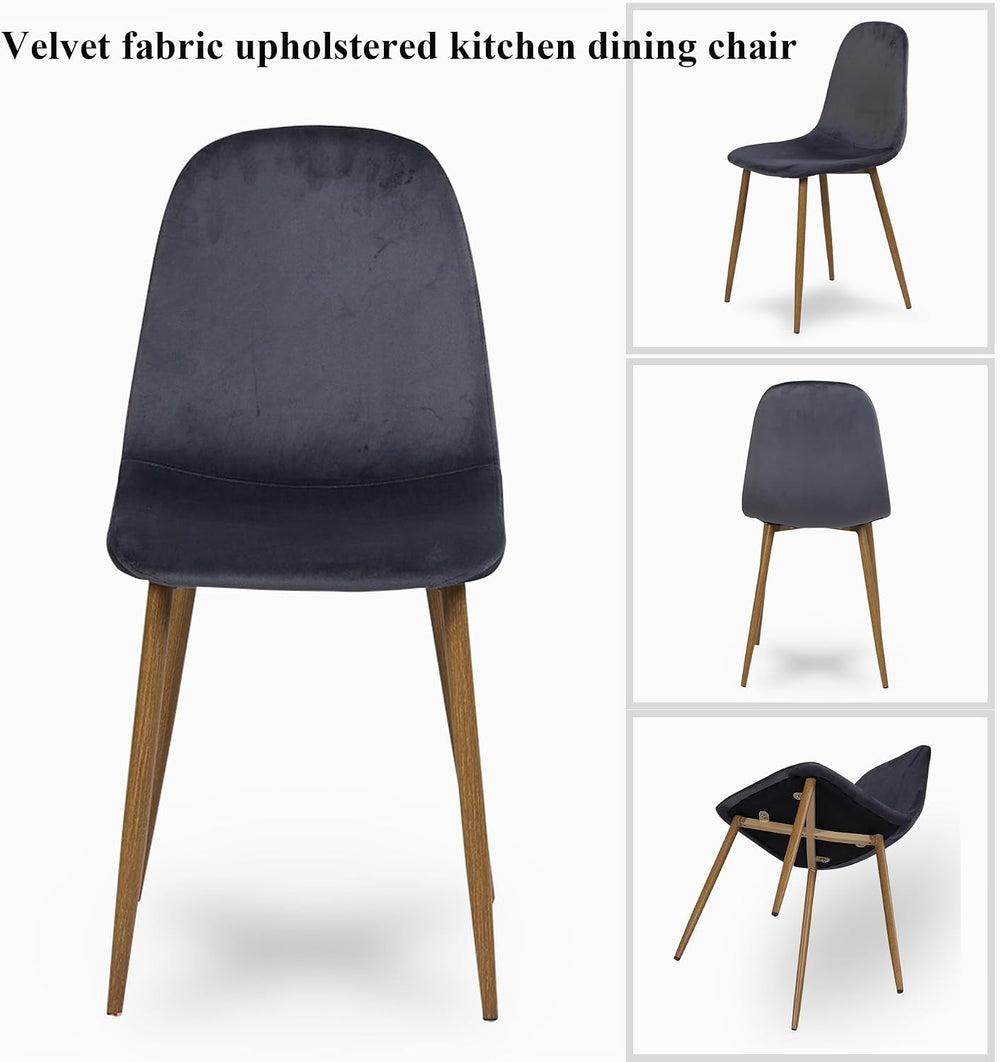 Homy Casa Mid-Century Modern Armless Dining Chairs Set, Upholstered with Velv...