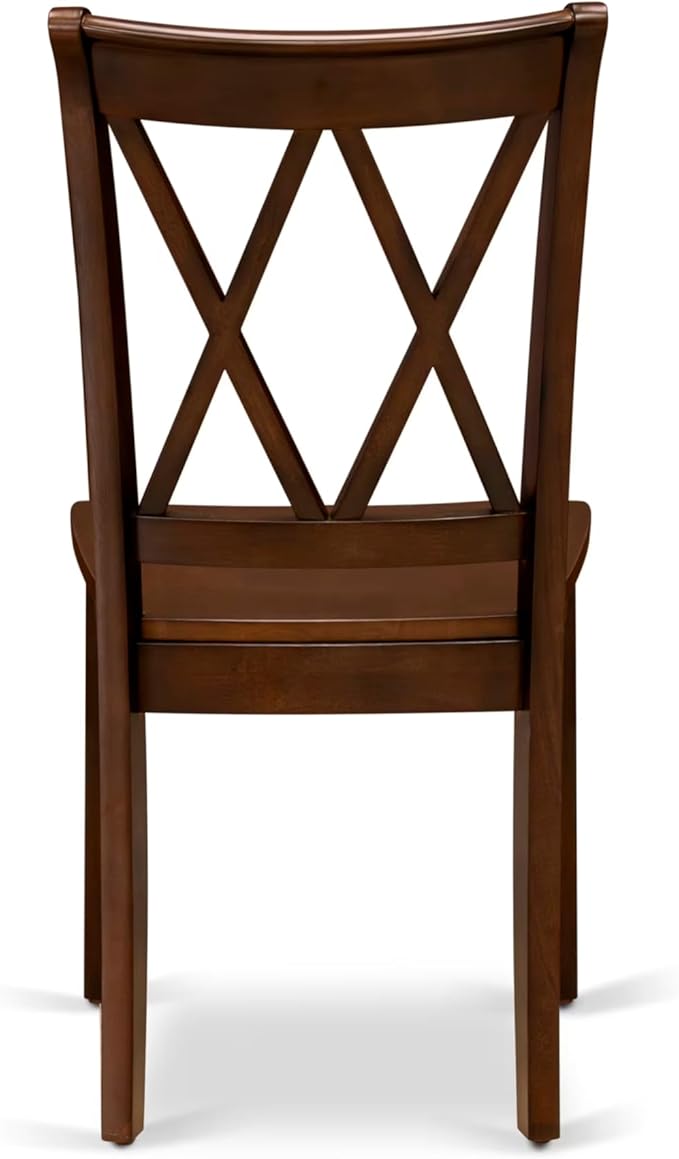 East West Furniture CLC-ESP-W Clarksville Dining Room Chairs - Double Cross Back Wood Seat Chairs, Set of 2, Espresso
