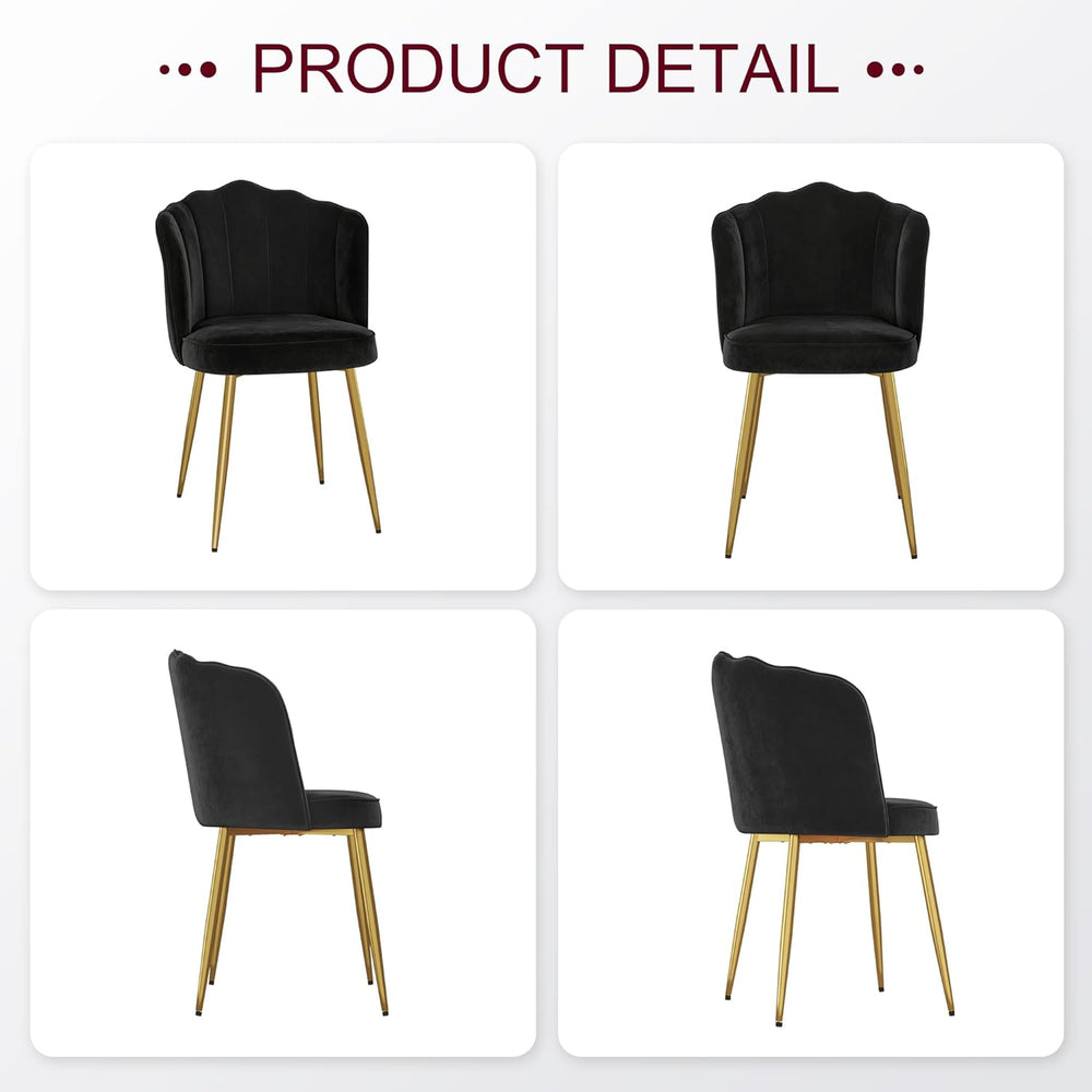 VECELO Velvet Dining Chairs Set of 2, Modern Upholstered Kitchen Chairs with ...