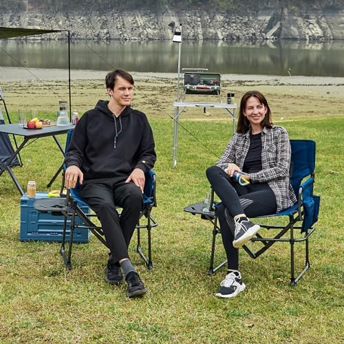 EVER ADVANCED Camping Directors' Chair with Side Table, Portable Folding ...