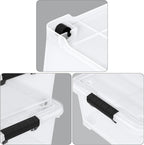 25 Quart Clear Underbed Storage Bins with Wheels, Stackable Plastic Latching Bin with Lid, 4 Packs