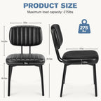 DUMOS Dining Chairs Set of 2, Upholstered Mid-Century PU Leather Accent Chair with Backrest and Metal Legs for Kitchen, Dining Room, Living Room, Black