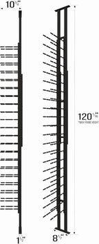 Ultra Wine Racks Floor-to-Ceiling Mount Display (1 Side, Double Deep, Black, Holds 42 Wine Bottles) - Modern Metal Wine Storage for Wine Cellars, Home Bars, Kitchens, and Dining Rooms