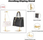 Handbag Display Stands - 2 Pack Stainless Steel Purse Display Stand Adjustable Height Hanging Hook Stands Ornament for Home Store Boutique Counter (Anti-fingerprint)