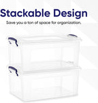Superio Clear Storage Bins with Lids, 28.5 Quart BPA Free Plastic Containers, Transparent Boxes for Organizing, Stackable Crates, Organizer Totes for Home, Office, School, and Dorm