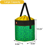 Toy Storage Organizer Basket Bag with Drawstring for Buliding Bricks, Blockets,Puzzles,Playroom Cinch Bucket Carrying Bag with Handle (Green)