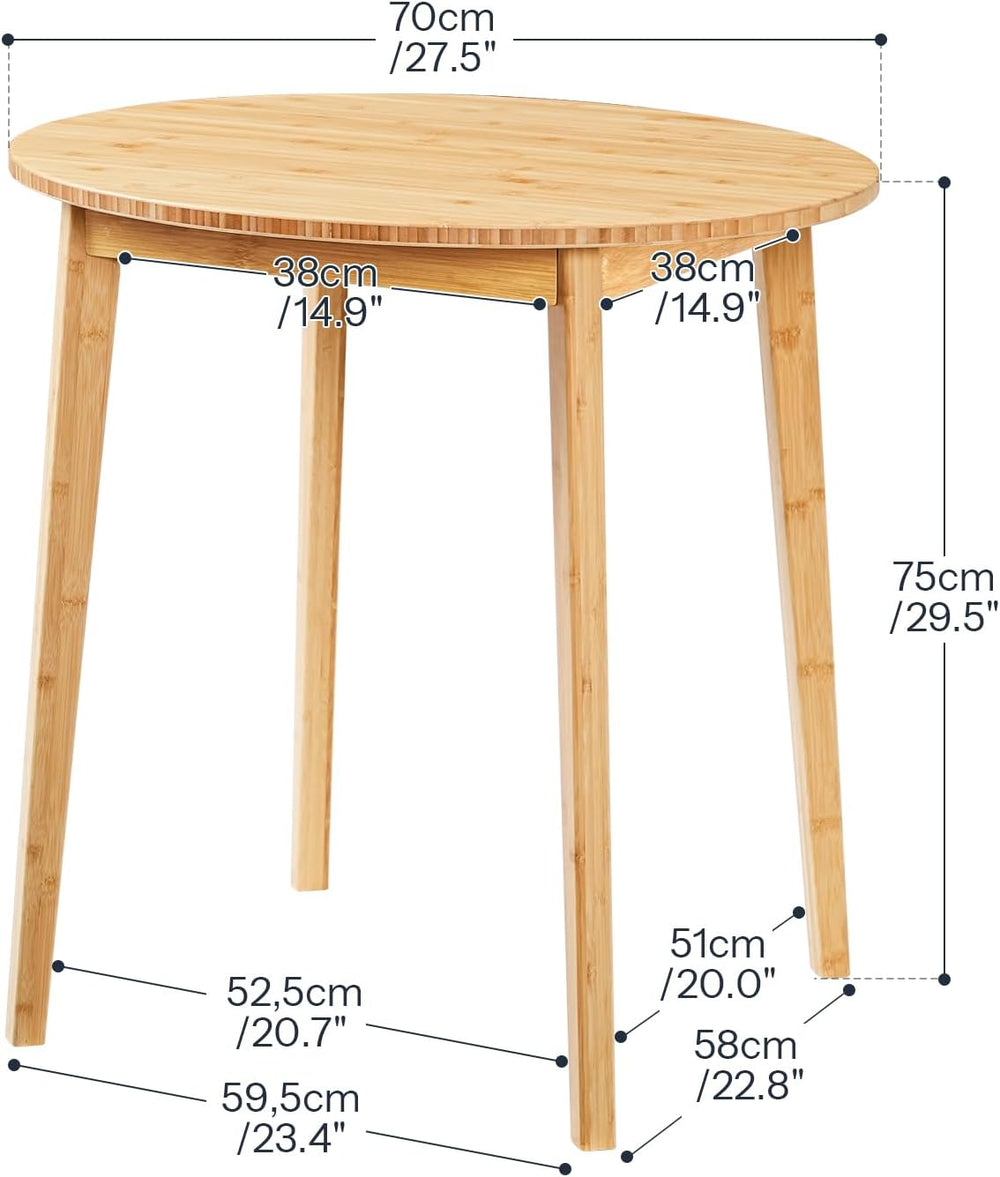 HOOBRO Bamboo Dining Table, Round Dining Table for 2, 27.5" Kitchen Tabl...