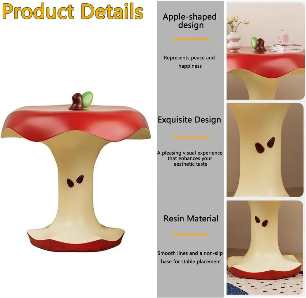 Resin Apple-Shape Side Table – Fruit Shaped Accent Table, Modern Small End Ta...