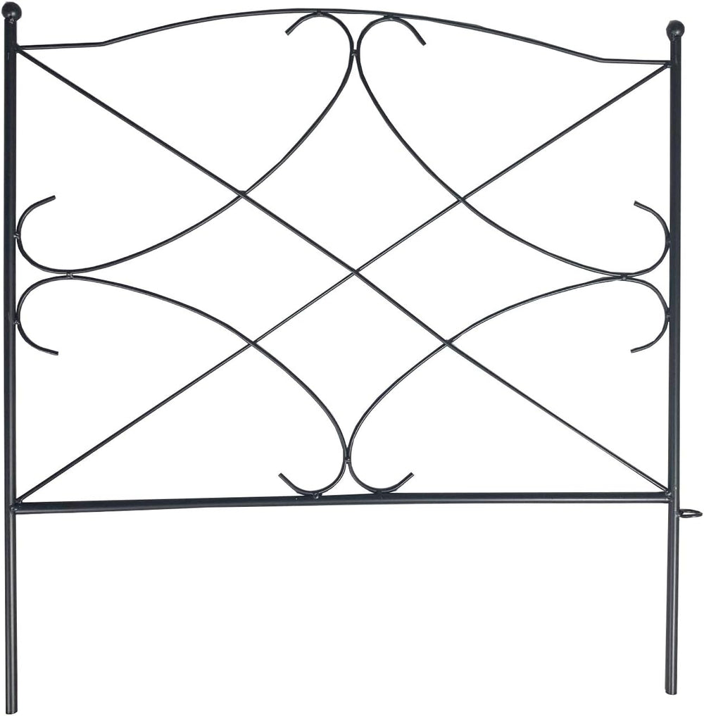 AshmanOnline Galvanized Garden Fence 24in x 10ft, Black (Set of 5) - Outdoor ...