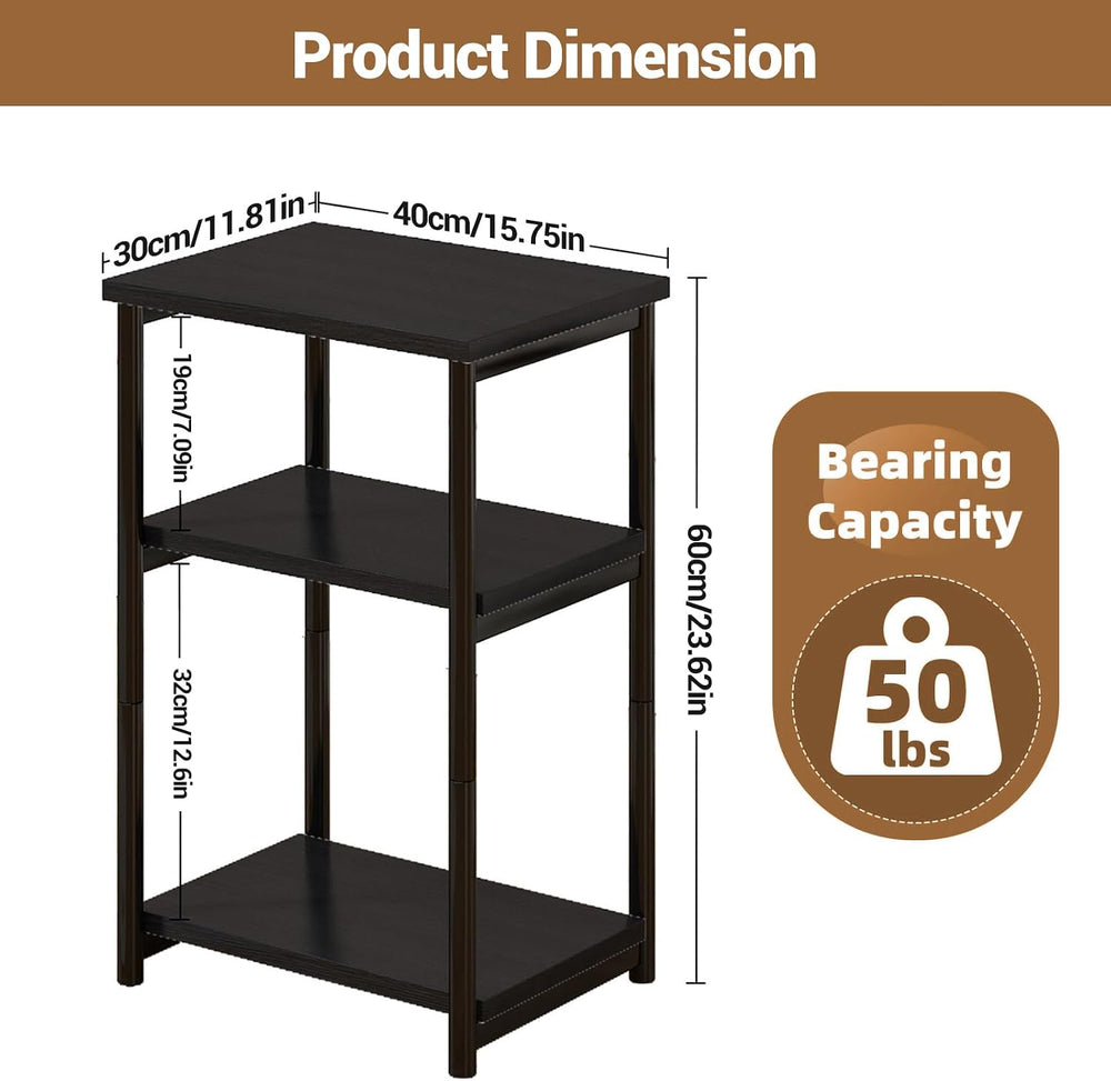 GarveeHome Narrow Side Table, Telephone Table, 3 Shelves, Bedside Table, Narr...