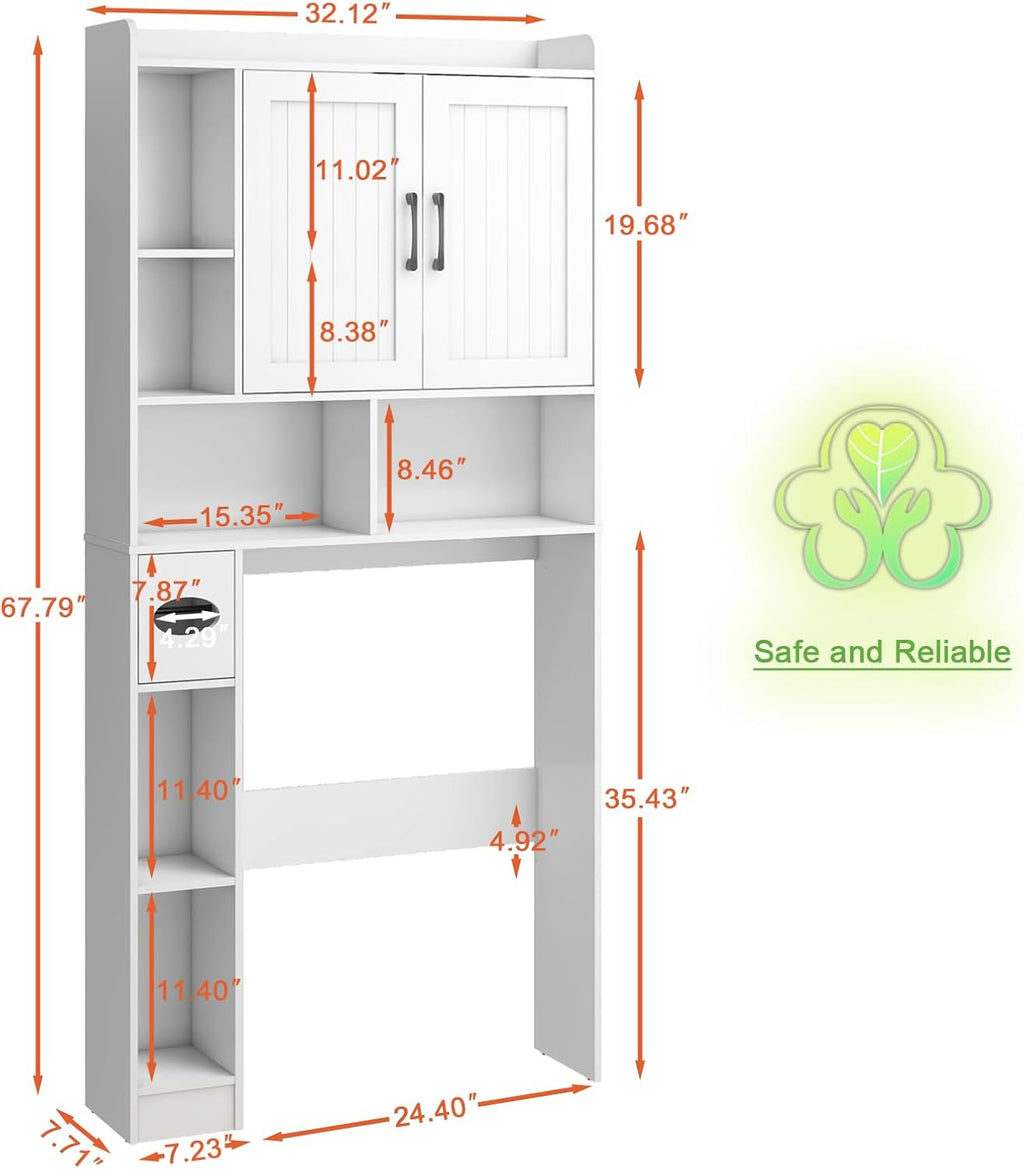 Over The Toilet Storage Cabinet, Farmhouse Storage Cabinet Over Toilet with Barn Door，Home Space-Saving Toilet Rack, for Bathroom, Restroom, Laundry
