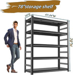 Garage Storage Shelves,5 Tier Shelving Unit, 40 inch Wide, 18” Deep, 78” Tall Organizer Metal Shelf for Basement/Laundry/Pantry Heavy Duty, Adjustable,Easy to Install (5Tier-47"Wx18"Dx78"H with Fence)