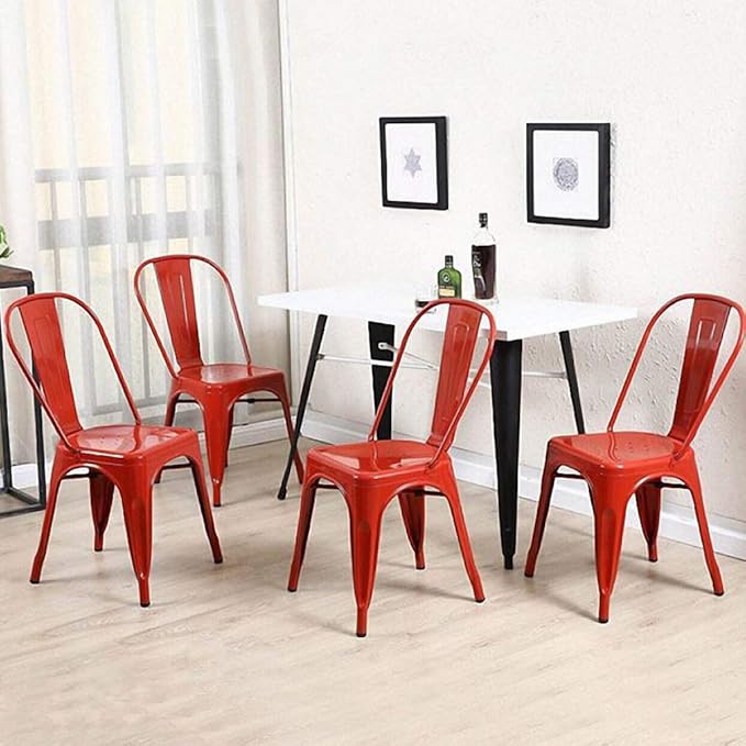 FDW Metal Dining Chairs Set of 4 Indoor Outdoor Chairs Patio Chairs Kitchen M...
