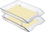Acrimet Facility 2 Tier Letter Tray, Front Load, Letter Size/A4, Desktop File Organizer, Plastic (Clear Crystal Color)