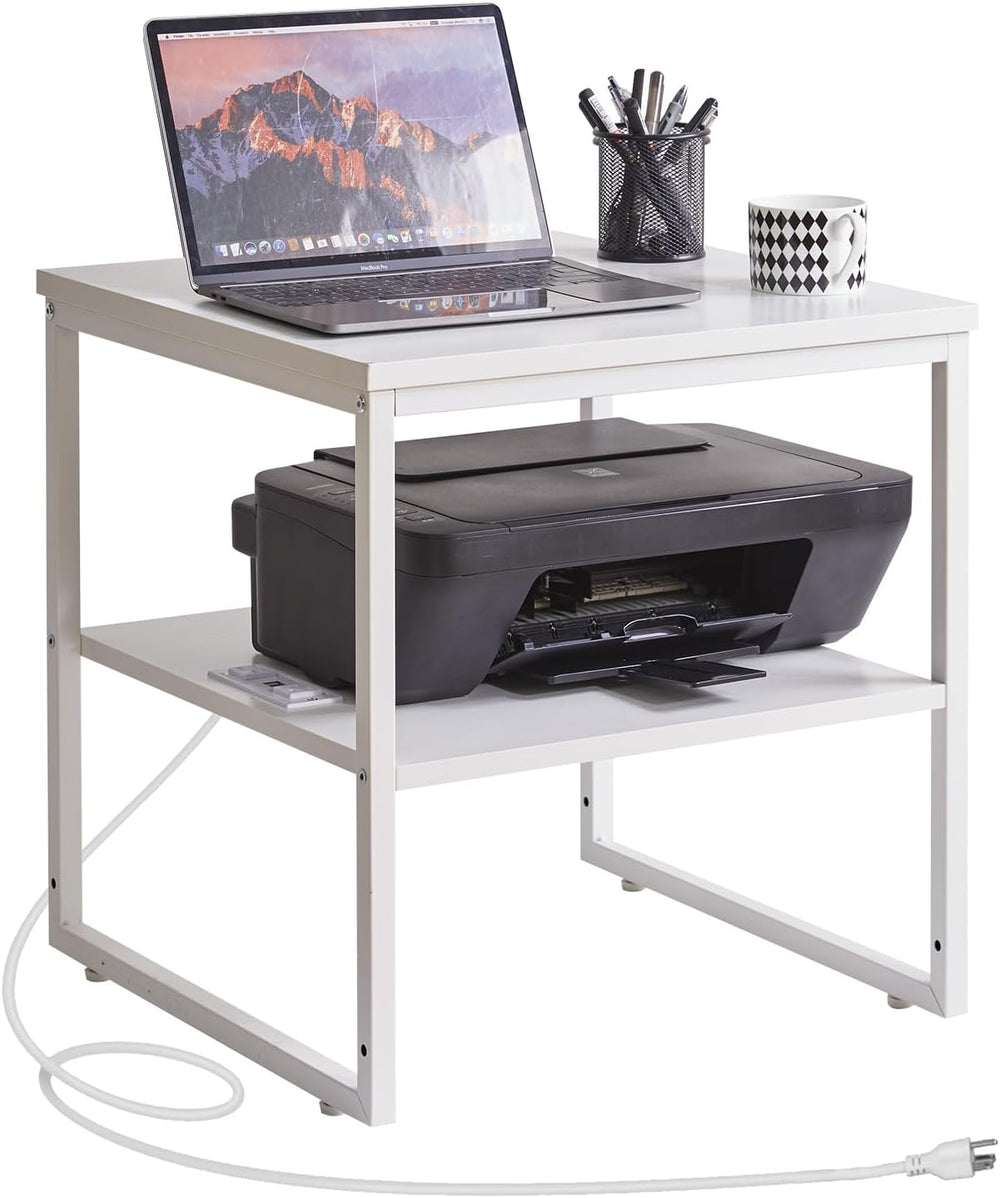 Aibiju Living Room Large Side Table, End Table with Charging Station, Refrige...