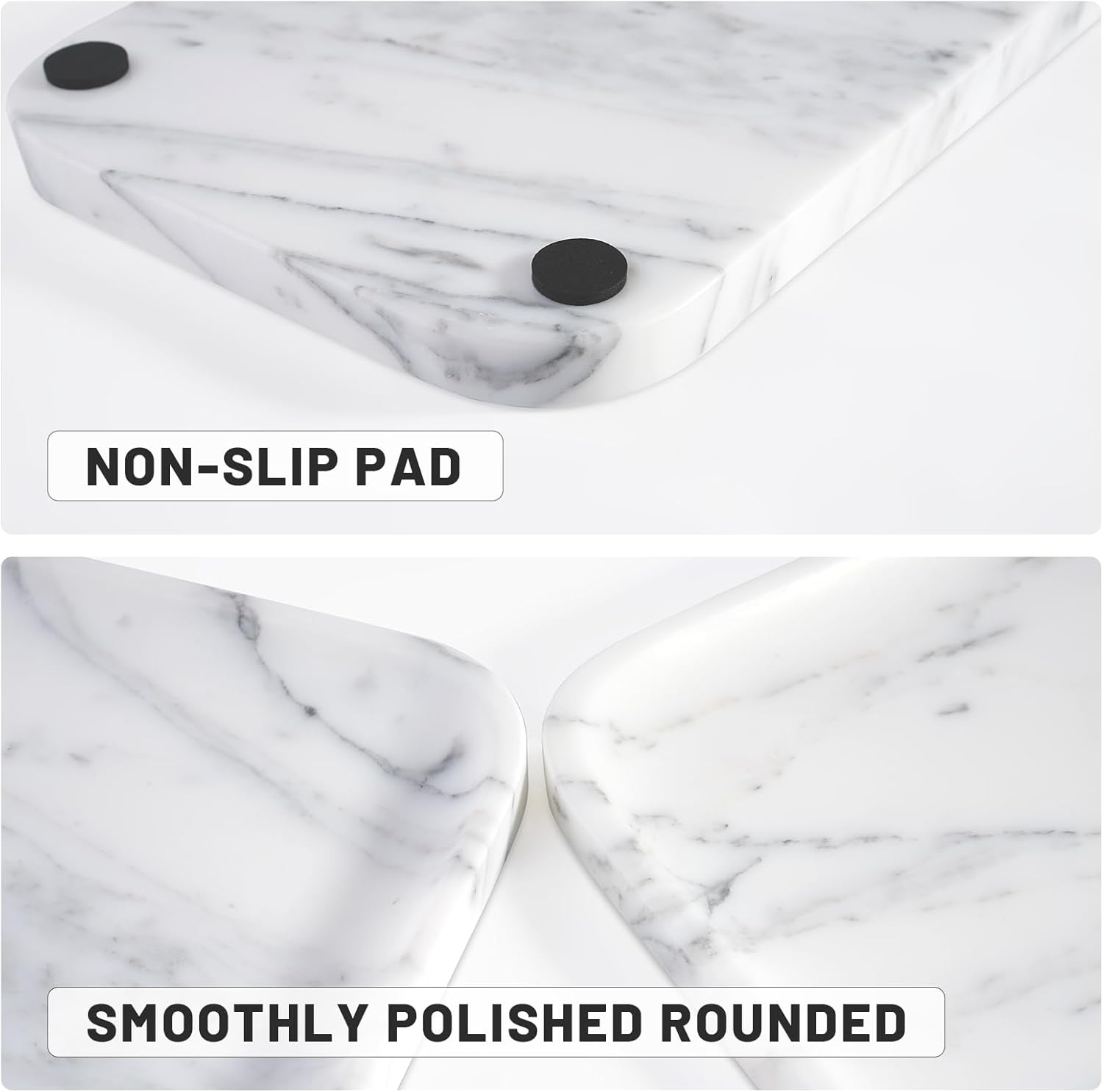 Arabescato Marble Vanity Tray - Decorative Organizer for Bathroom Countertop, Dresser, Kitchen Sink