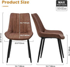 CLIPOP Brown Faux Leather Dining Chair Set of 4, Mid Century Modern, High Back, Armless Upholstered Leisure Side Chair for Dining Room Lounge