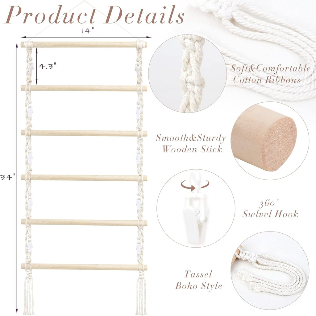 SNOWSTAR Macrame Hair Claw Clip Organizer,Hanging Hair Clip Holder and Storage for Women Girls,Claw Clip Hanger Home Decor for Wall,Door,Closet