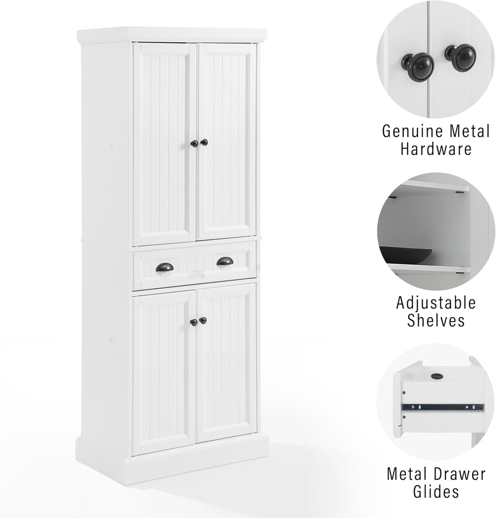 Crosley Furniture Shoreline Coastal Pantry Storage Cabinet with Shelves, Kitc...