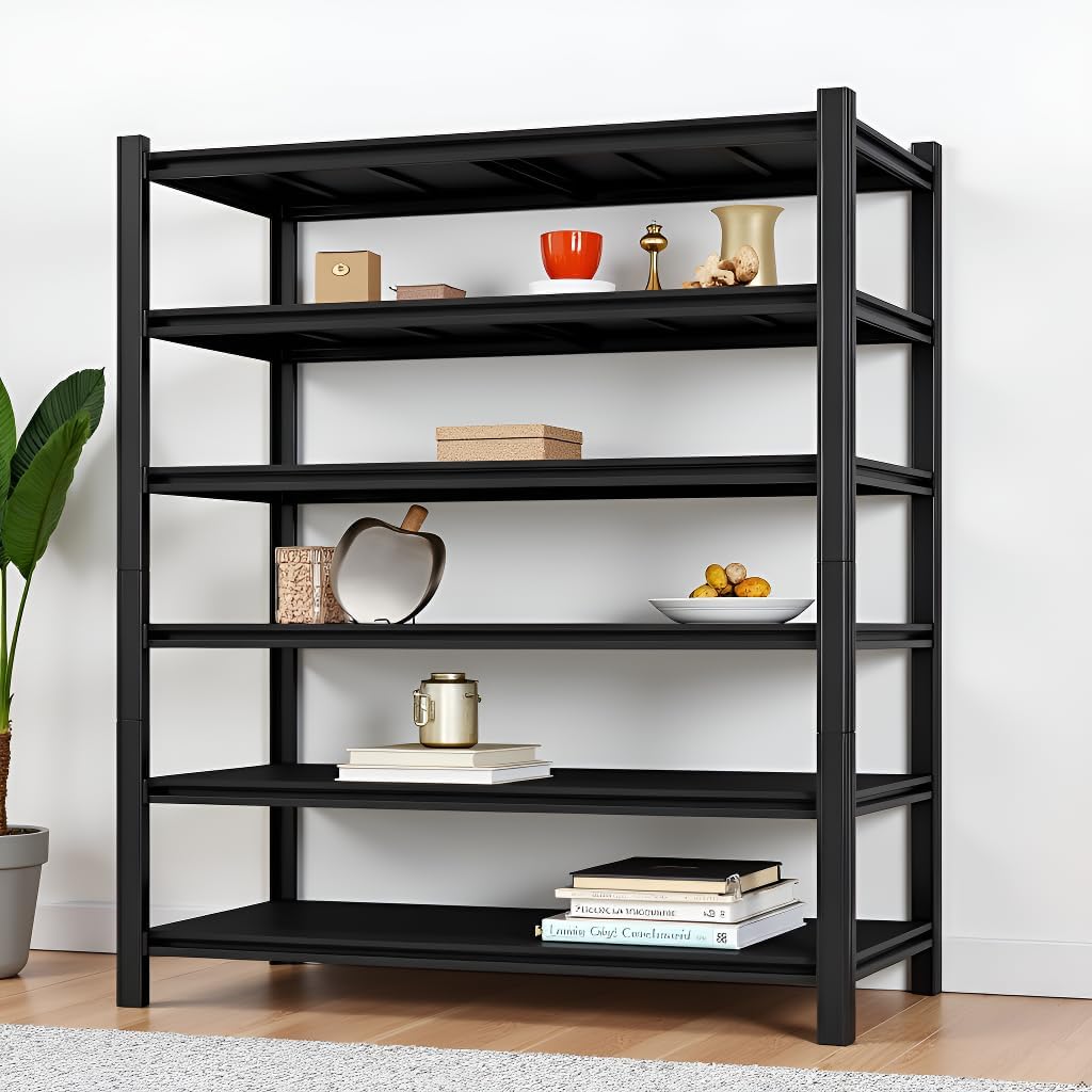 Storage Shelving Unit Adjustable Heavy Duty Garage Shelves 6-Tier Metal Organizer Utility Rack for Kitchen Pantry Basement Pantry Warehouse Laundry Black 83" H x 54.8" W x 23.2" D 3600LBS