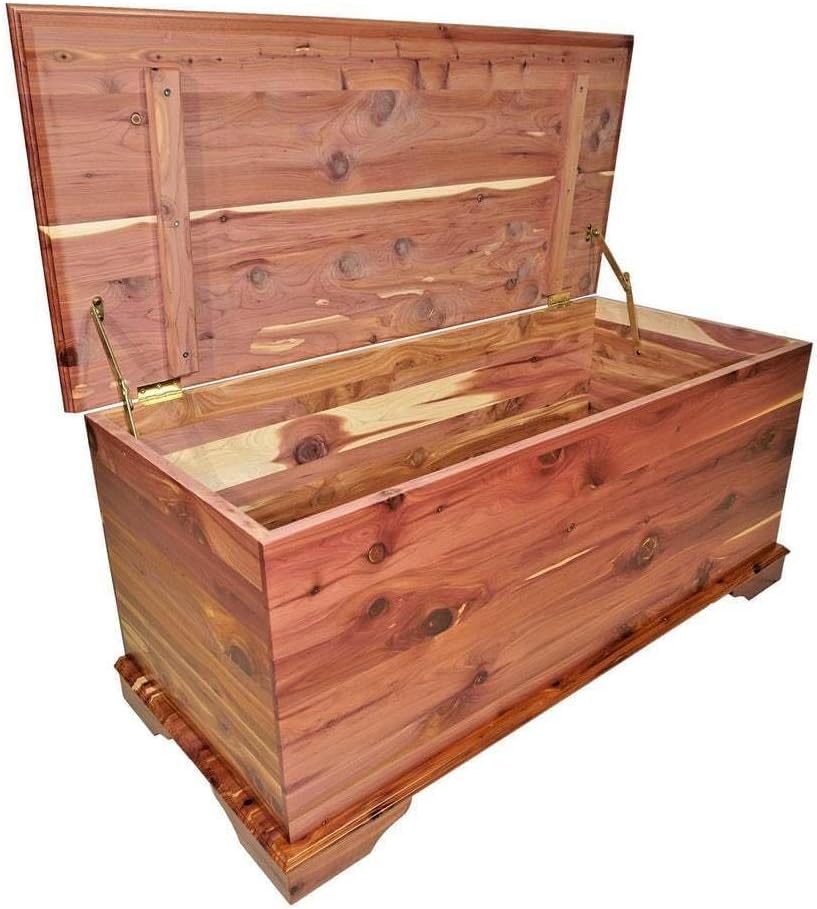 DutchCrafters Rustic Solid Wood Natural Wooden Cedar Chest, Aromatic Cedar Sc...