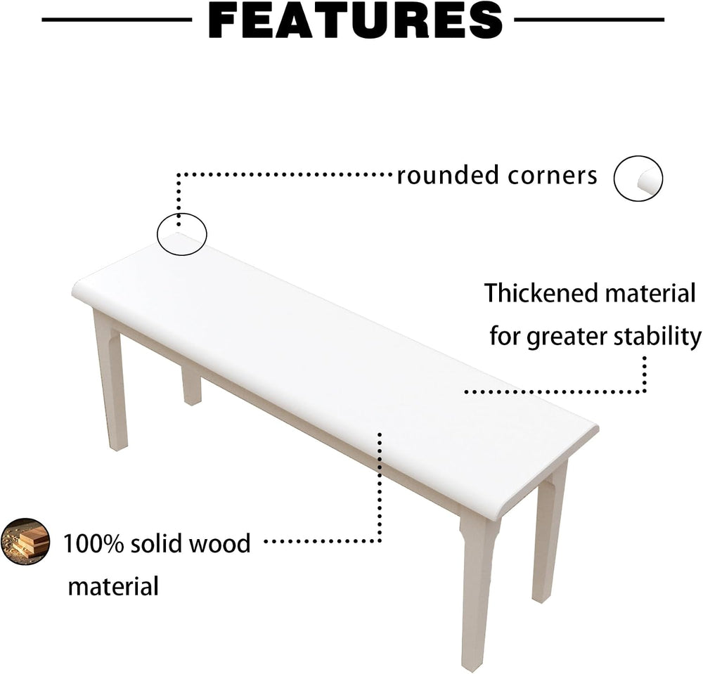 Wilk Wooden Entryway Bench, 47’’ Indoor End of Bed Bench, 100% Solid Oak Wood...