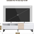 Bellemave TV Stand for TVs up to 80", Modern Entertainment Center with Cabinets, Drawers & Open Shelves, Wooden Media Console with Storage for Living Room, Bedroom & Home Theatre (White)