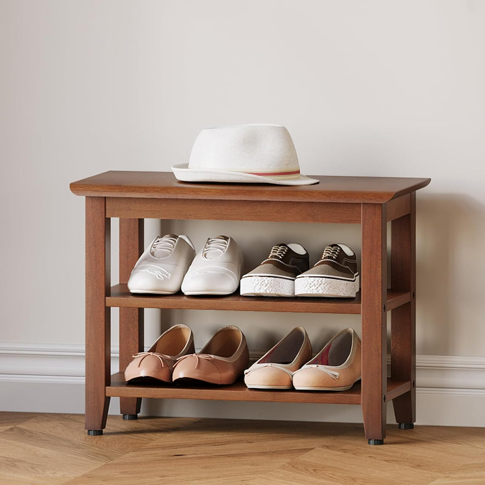 Wood Shoe Bench for Entryway,Bench with Shoe Rack,Storage Shoe Organizer for ...