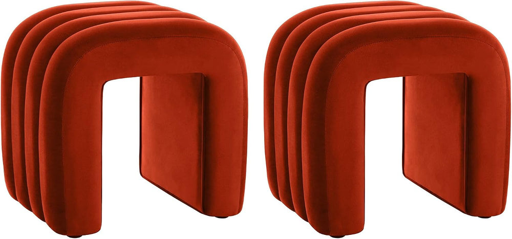 ONEVOG Velvet Pouf Ottoman, Small Ottoman Foot Rest for Couch, 18 Inch Cute V...