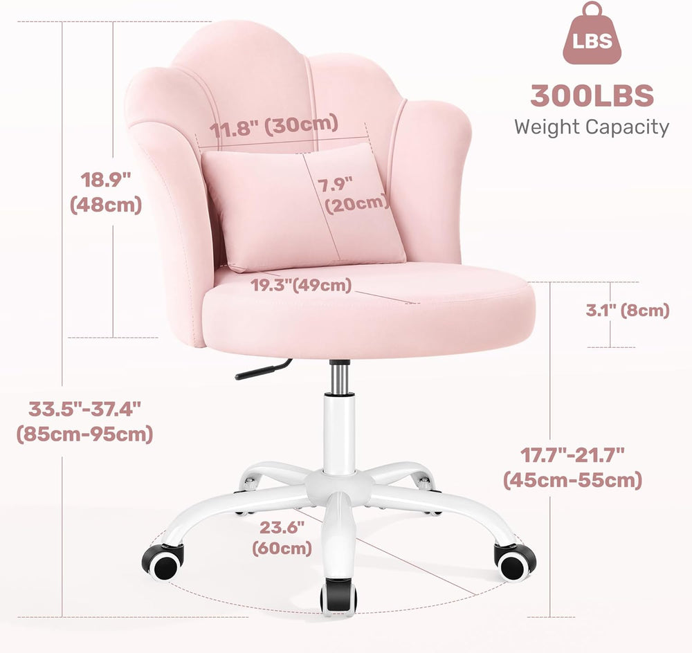 BestGlory Petal Vanity Chair with Wheels, 3.15" Extra Thick Comfy Makeup...