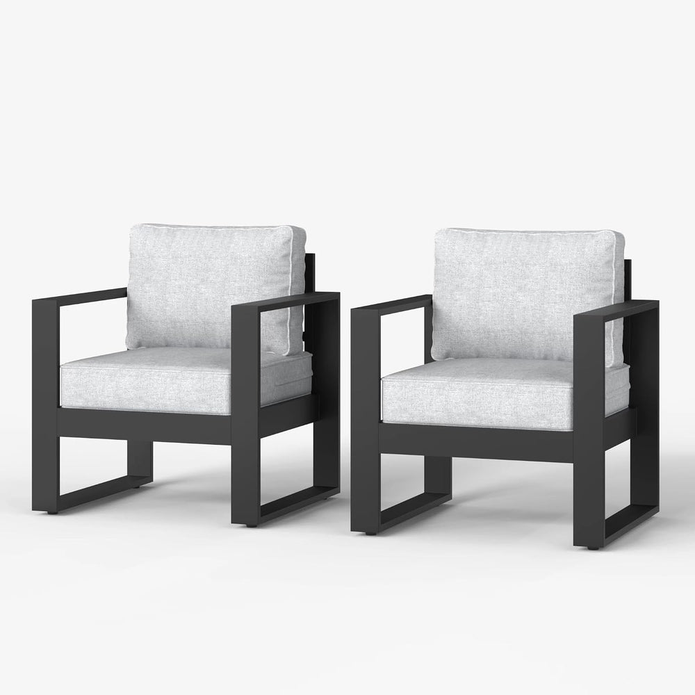 LayinSun Outdoor Patio Aluminum Chair, Metal Modern Armchair Set of 2 with Wa...