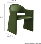 Modway Talia Performance Velvet Dining Armchair in Moss Green - Modern Curved Dining Chair with Open-Back - Stain-Resistant Velvet Barrel Chair - Living Room Accent Chair with Arms