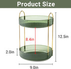 360 Rotating Makeup Organizer for Vanity,2 Tier Large Capacity Skincare Organizers,Bathroom Counter Organizer, Spinning Perfume Organizer & Vanity Organizer (Green-2 Tier)
