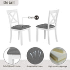 Ball & Cast 5 Piece Dining Table Set with 4 X-Back Chairs,Wooden Living Room Furniture W/ 34.5" Square Kitchen Desk,Easy Assemble & Clean,for Small Space,Apartment,Dining Room,White+Gray