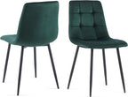 NORDICANA Forest Green Velvet Dinner Chairs Set of 2, Modern Armless Biscuit Tufted Dining Side Chairs with Metal Legs for Kitchen Living Room Vanity