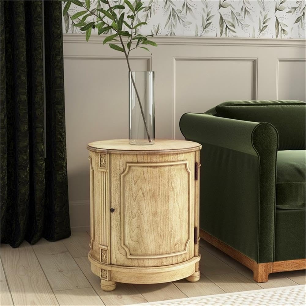 Beaumont Lane 20" W Drum Side Table, Poplar Hardwood and Cherry Veneer, ...