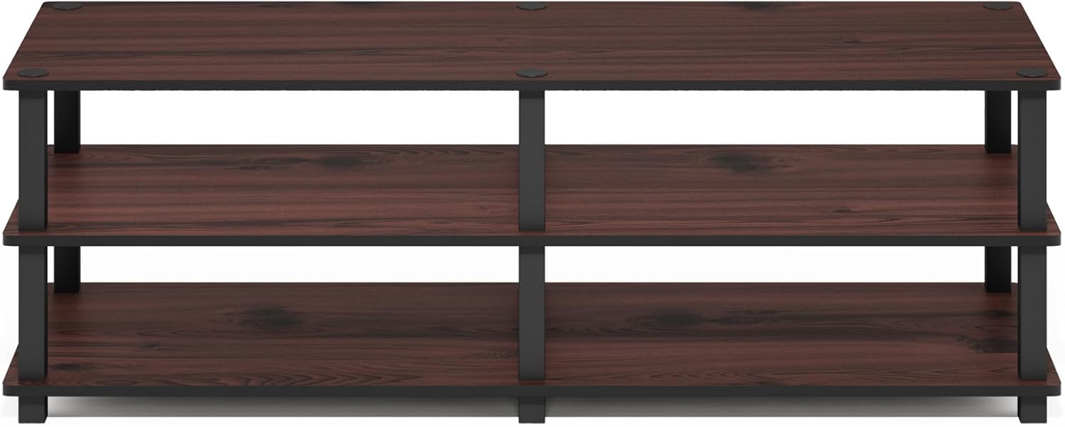 Furinno TURN-S-TUBE Shoe Rack, 3-Tier Shoe Organizer, Shoe Storage Rack with No Tools Assembly, 11.6 x 47.2 x 15.4, for Closet Entryway, Office, Garage, Dark Cherry/Black