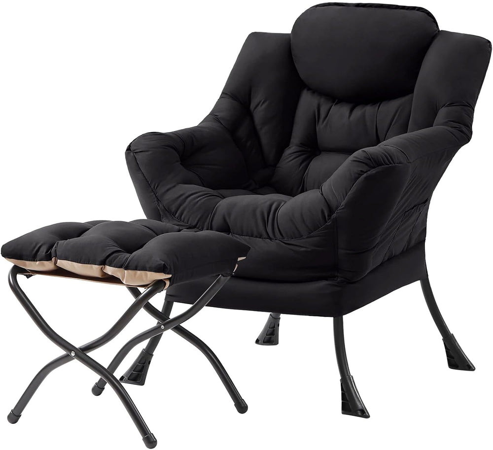 Lazy Chair with Ottoman,Comfy Accent Living Room Chair with Footrest Set