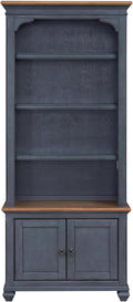 84" High Kitchen Sideboard, Wooden Storage Cabinet, No Assembly Required, with 4 Shelves and 2 Panel Doors, Corduroy Blue Finish, for Kitchen, Dining Room, Living Room, Blue