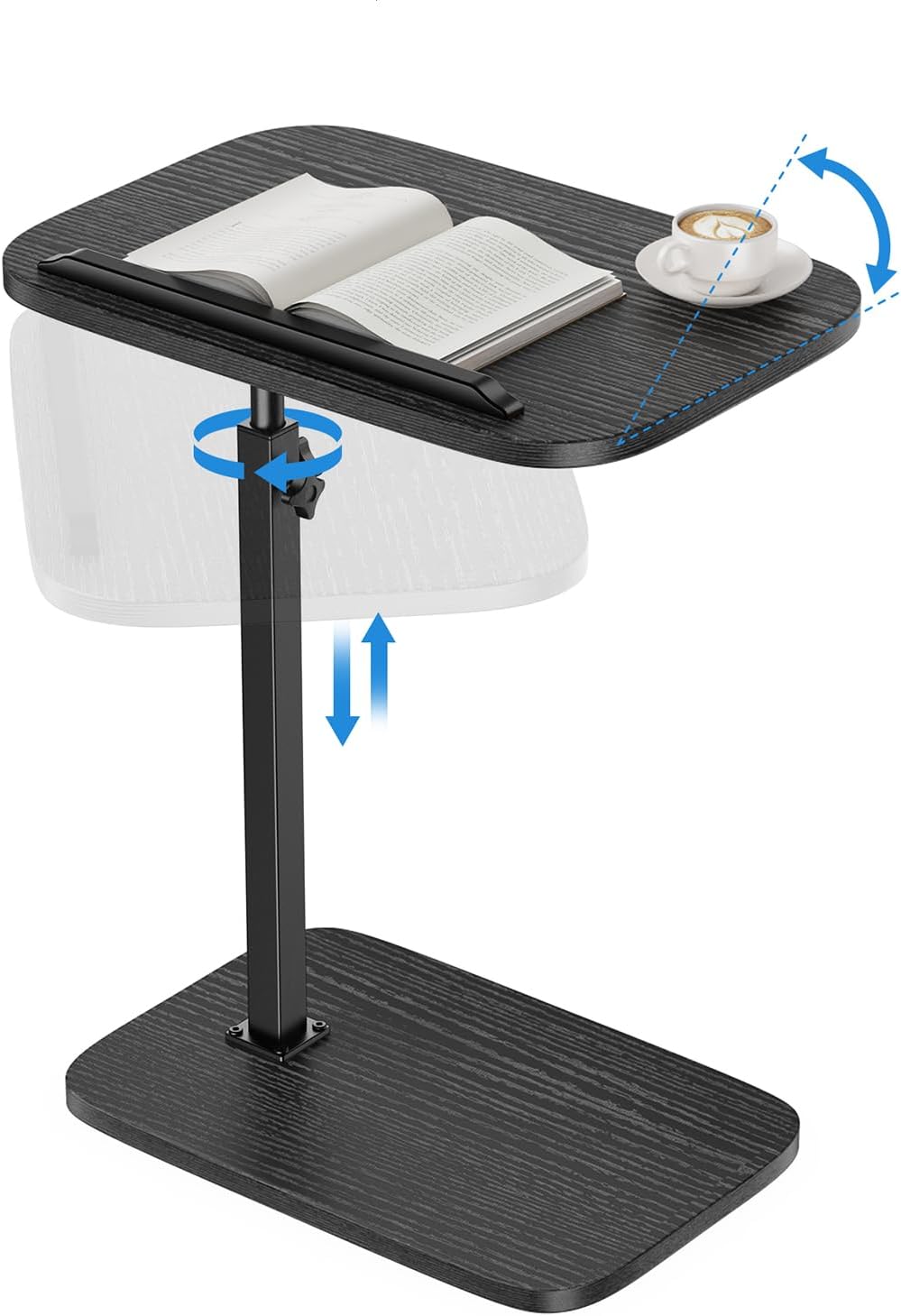 HUANUO TV Tray with Height Adjustment, 360° Swivel, 90° Tilt, Black | 19&quot...