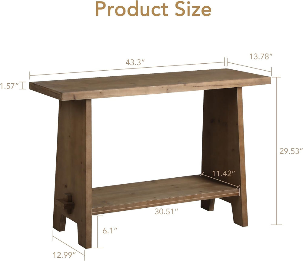 HOKYHOKY 43.3" Wood Console Table for Entryway,Farmhouse Sofa Table, Bro...
