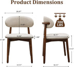 Farmhouse Dining Chairs Set of 2, Mid Century Modern Wooden Dining Room Chairs, Farmhouse Fabric Upholstered Kitchen Dinner Chairs for Living Room Restaurant Cafe, Walnut/Warm Grey