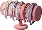 T-Bar Headband Holder Organizer for Show, Soft Velvet Hairband Stand Display, Hair Hoop Accessories Jewelry Storage for Home Bedroom (Peach Velvet)