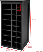 WERSMT 8-Tier Freestanding Wine Rack Wood, 32 Bottles Wine Rack Counter for Small Space, Farmhouse Stackable Modular Wine Bottle Holder Rack, Black
