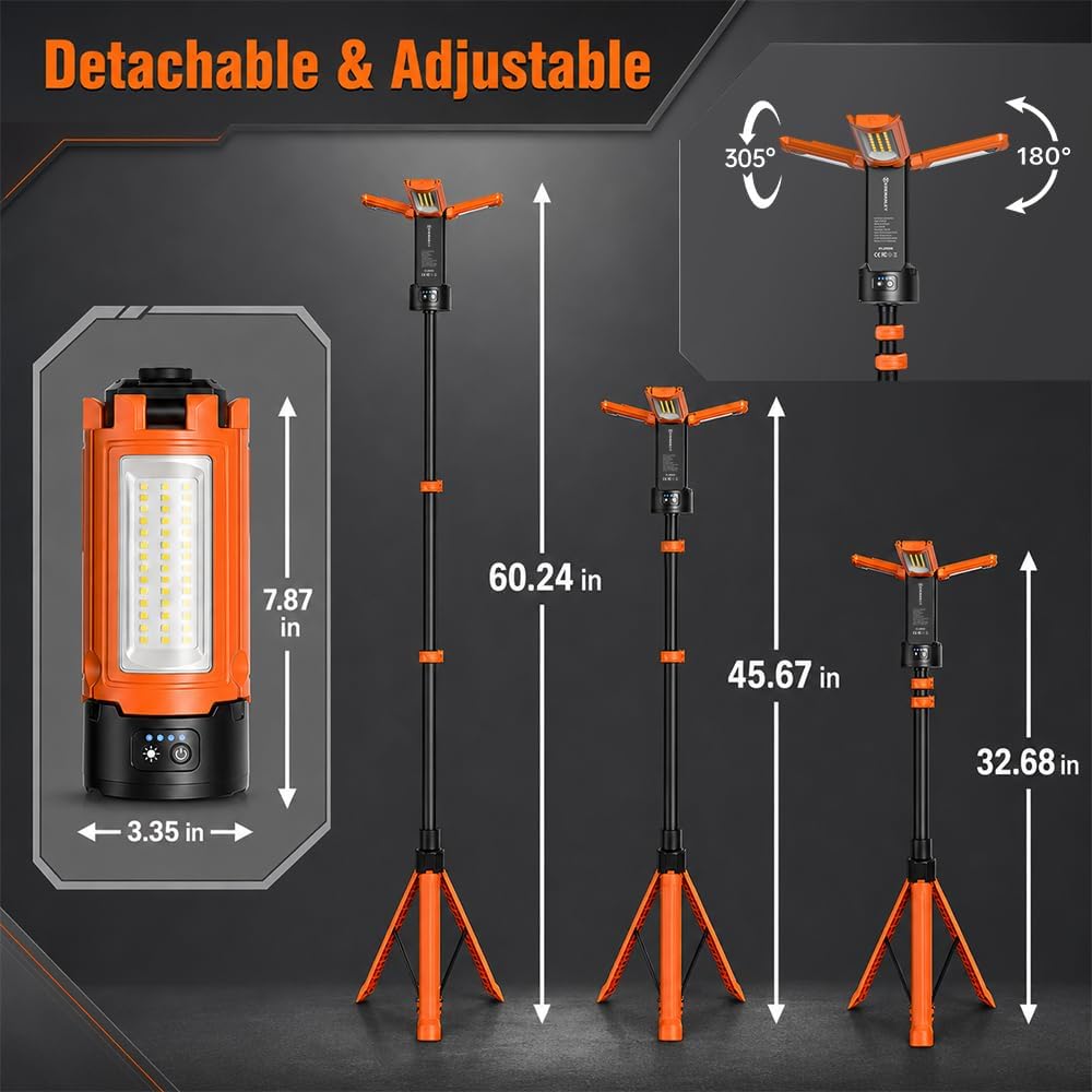 15000 mAh Camping Light with Stand Work Light Camp Lanterns