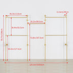 Industrial Pipe Clothing Rack Wall Mounted 5 Hanging Rods Garment Bar, Heavy Duty Closet Storage Rod Vintage Commercial Clothes Racks for Hallway Retail Boutique (Gold)